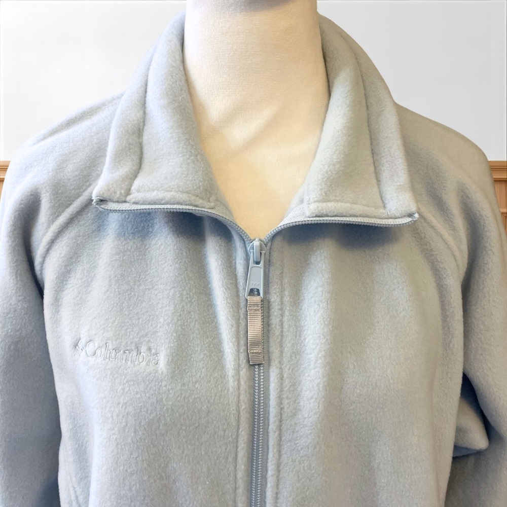 COLUMBIA Women's L Light Icy Blue Full Zip Fleece Jacket Thermal Sweater Cozy - Picture 3 of 9